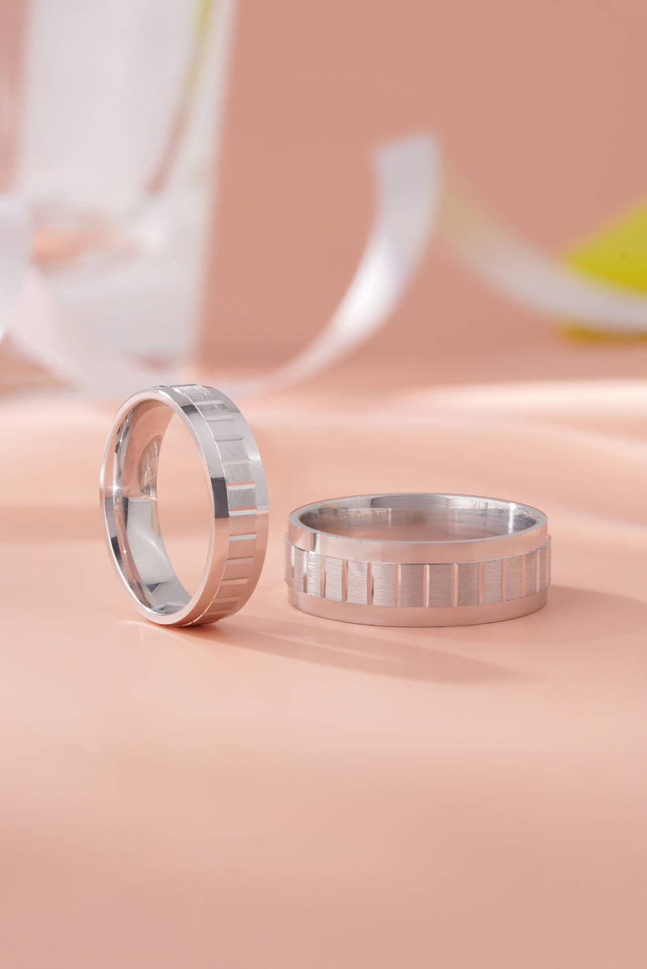 Clean Line Design 925 Sterling Silver Couple Band for Men