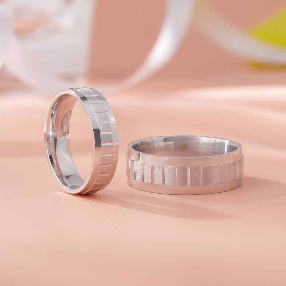 Clean Line Design 925 Sterling Silver Couple Band for Men