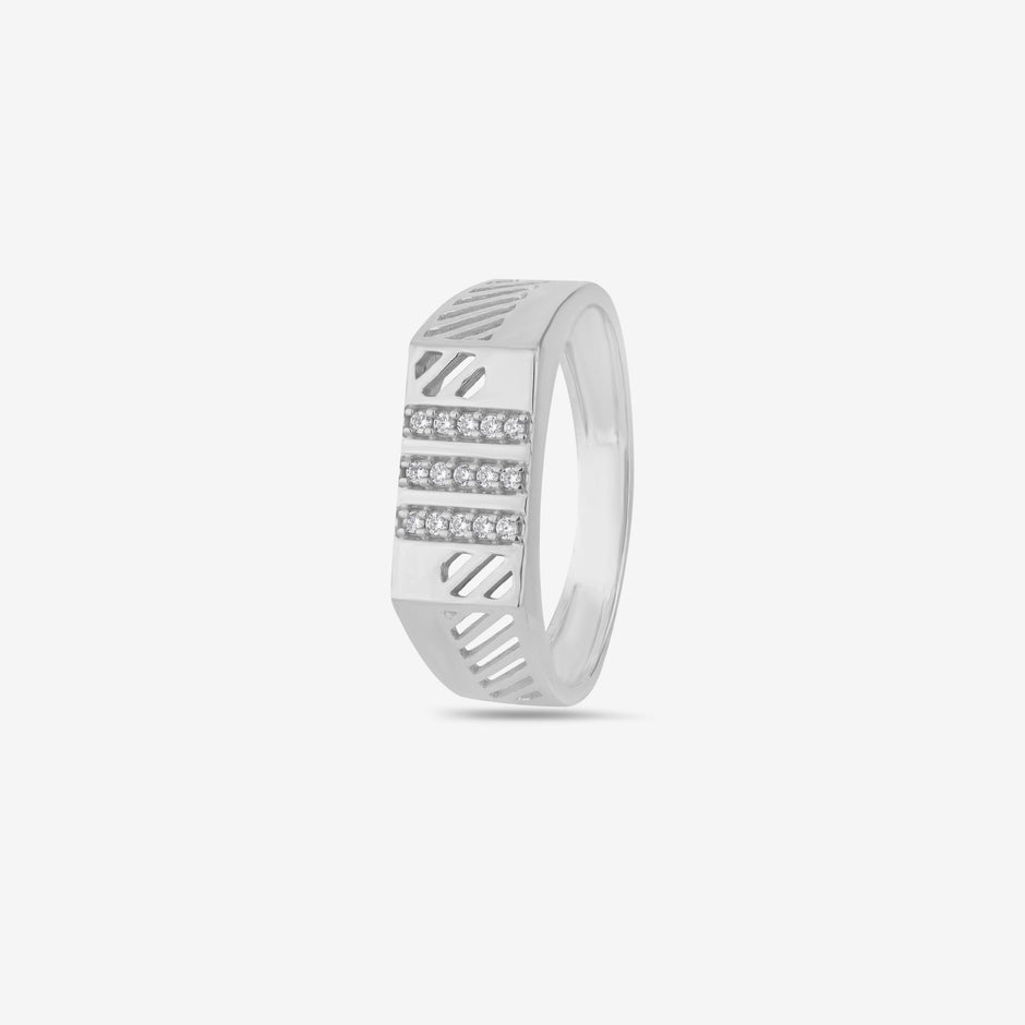 Modern Diamond Line Ring for Men 925 Sterling Silver