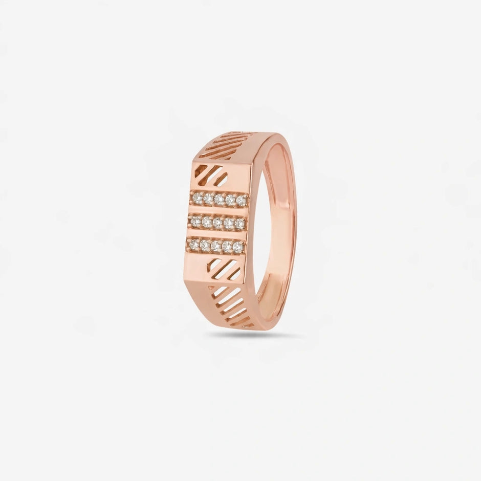 Bold Luxe Diamond CZ Rose Gold Plated 925 Sterling Silver Ring for Men