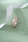 Minimalist 925 Silver Band Ring with Textured Center – Luxury Fashion Ring for Women