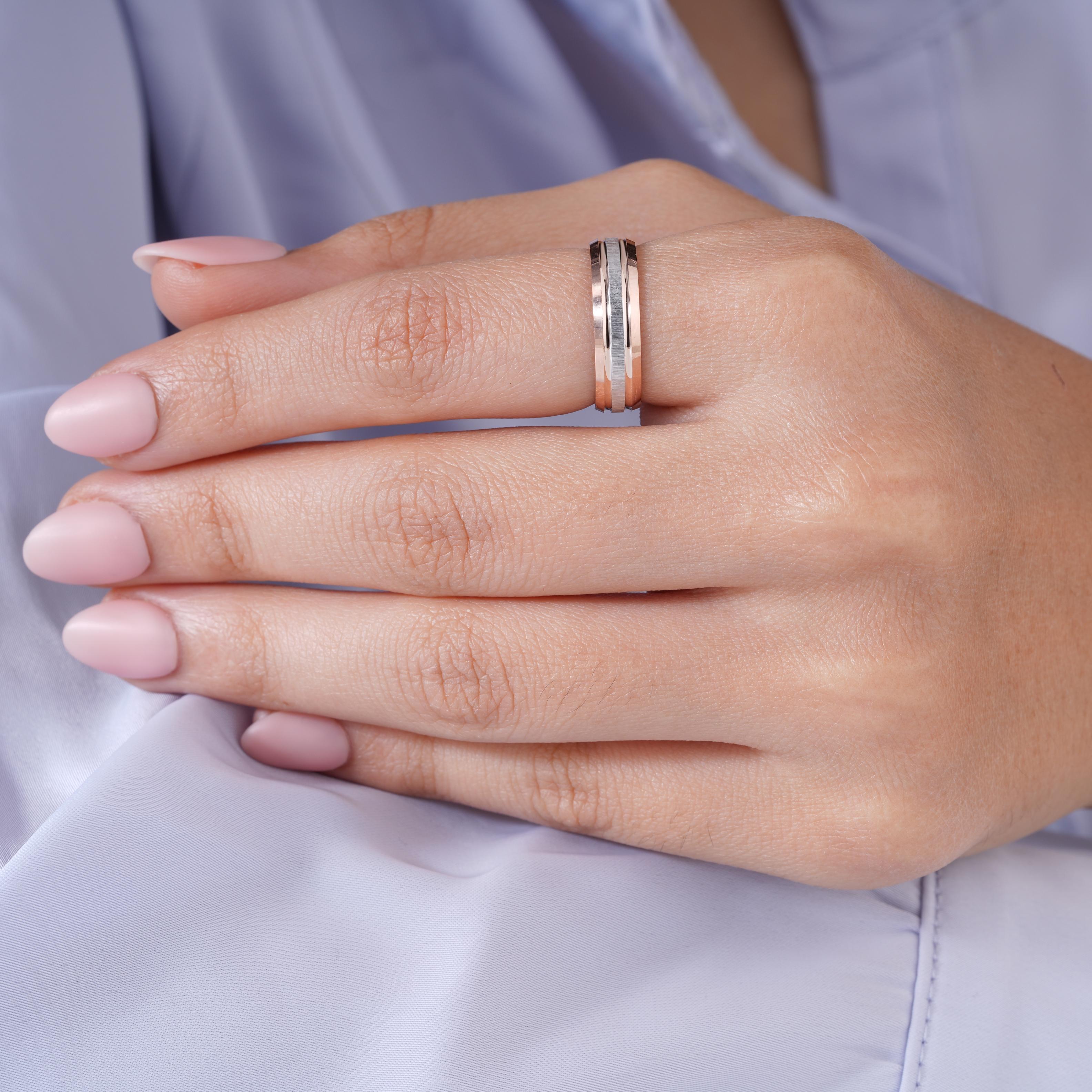 Modern Dual Tone Diamond Ring on Hand