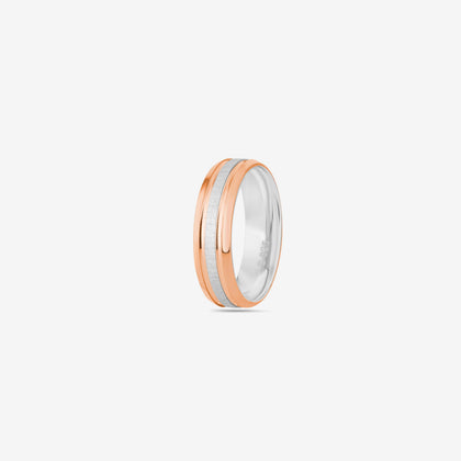 Modern Dual-Tone Diamond 925 Sterling Silver Rose Gold Couple Band for Women