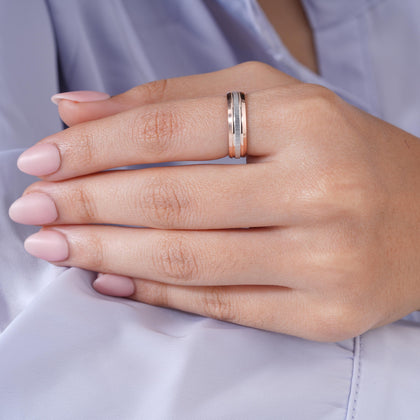 Modern Dual Tone Diamond Ring on Hand