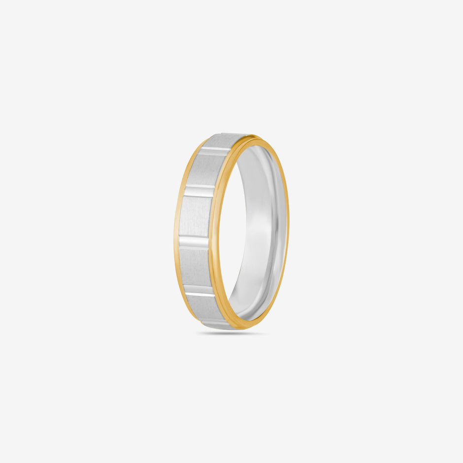 Modern Dual Tone Diamond Cut Band Ring on Hand