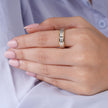 Modern Dual Tone Diamond Cut Band Ring on Hand