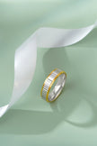 Modern Dual Tone Diamond Cut Band Ring on Hand