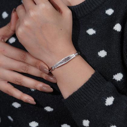 Elegant Diamond Bar Silver Bracelet for Women