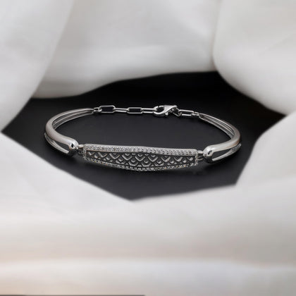 Elegant Diamond Bar Silver Bracelet for Women