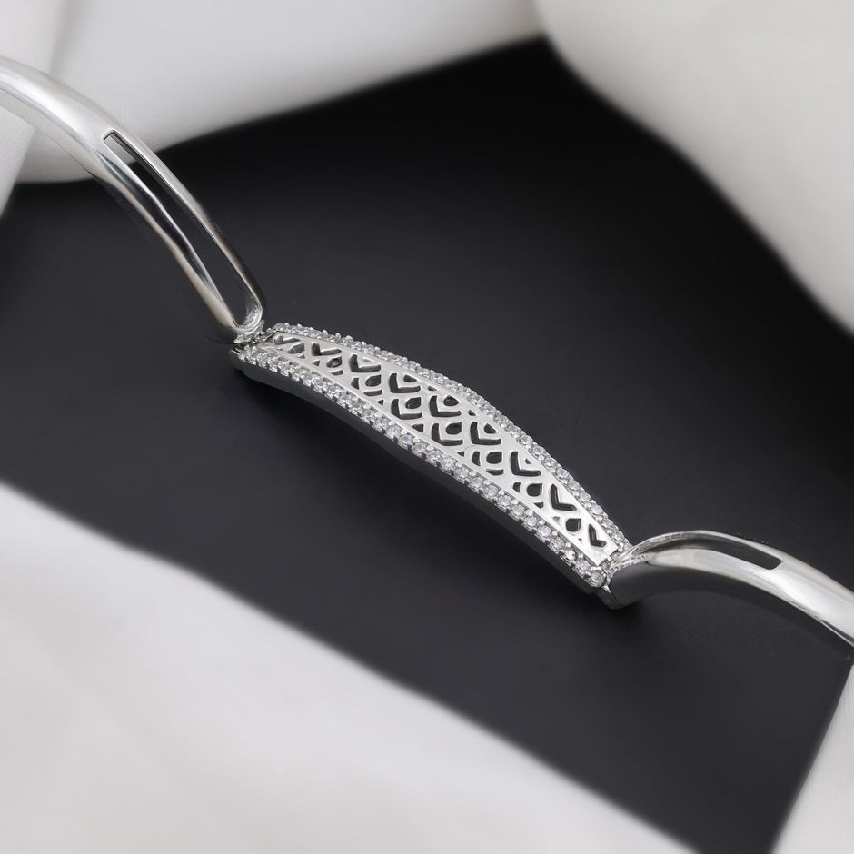 Elegant Diamond Bar Silver Bracelet for Women
