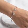 Moon & Star Charm 925 Sterling Silver Bracelet for Women