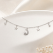 Moon & Star Charm 925 Sterling Silver Bracelet for Women