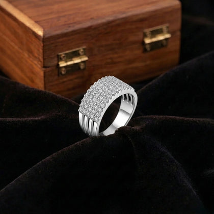 925 sterling silver men’s multi-row CZ dome statement ring