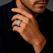 925 sterling silver men’s multi-row CZ dome statement ring