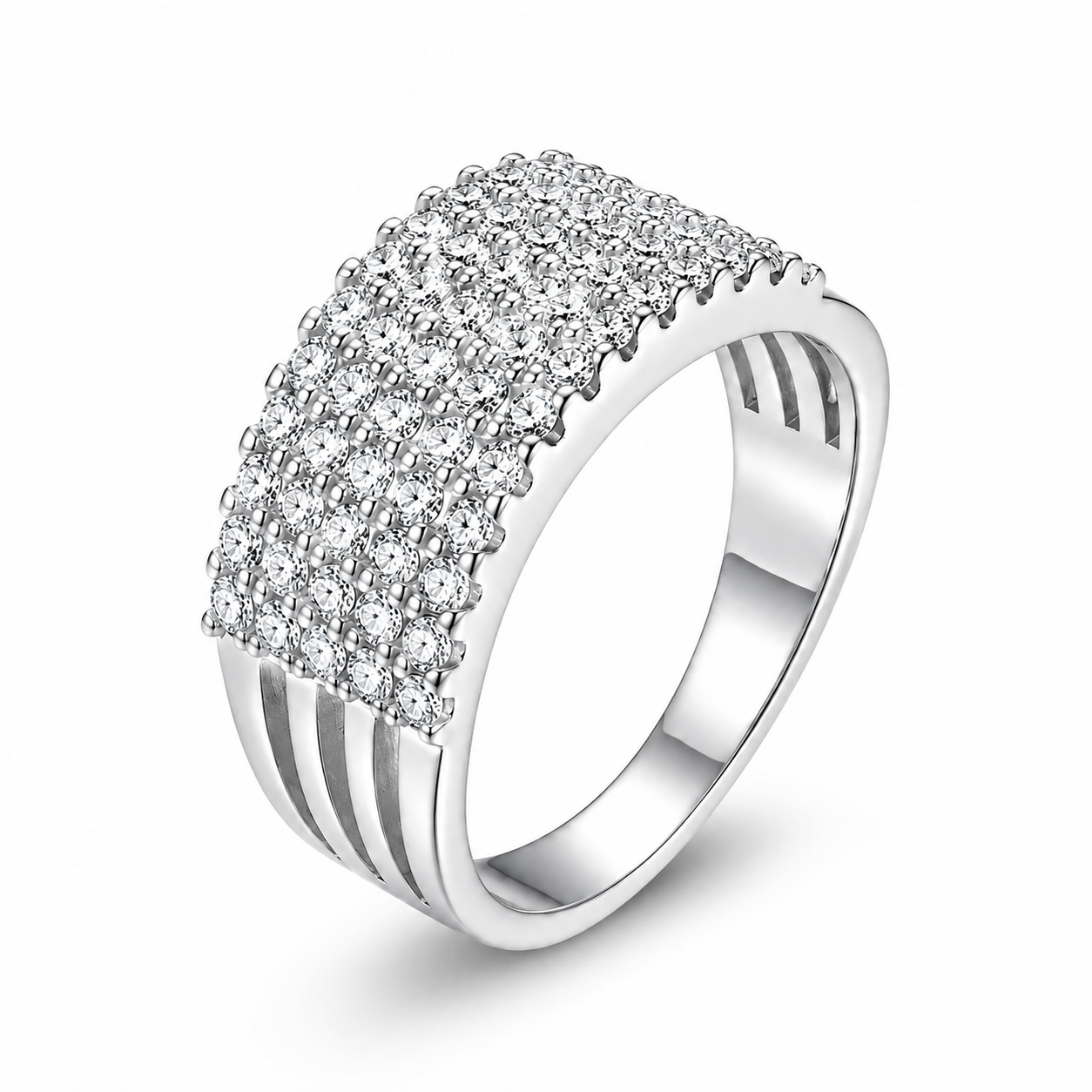 925 sterling silver men’s multi-row CZ dome statement ring