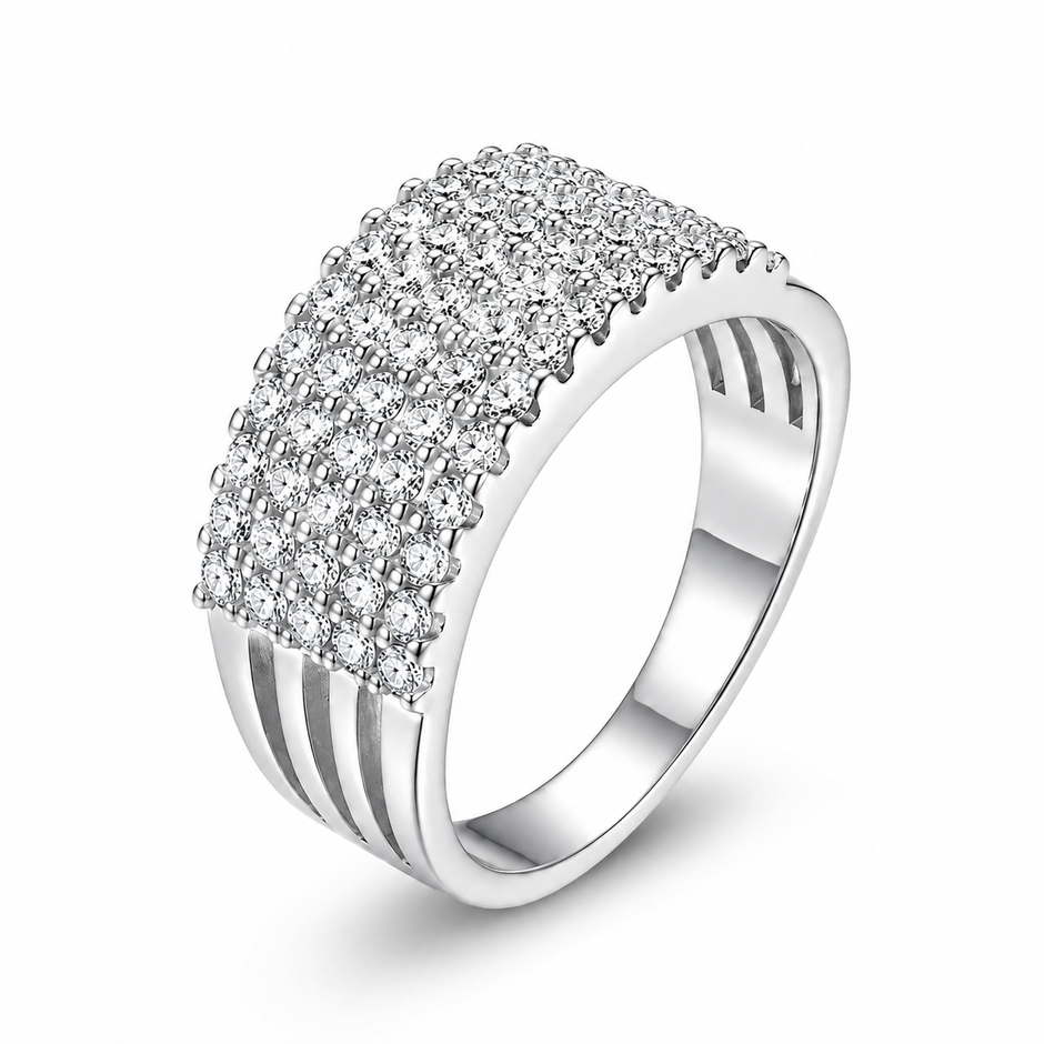 925 sterling silver men’s multi-row CZ dome statement ring