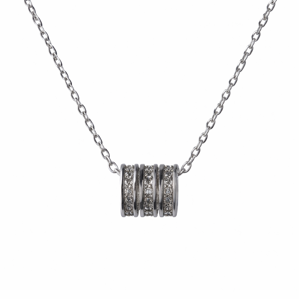 multi band sparkle diamond 925 silver pendant chain
