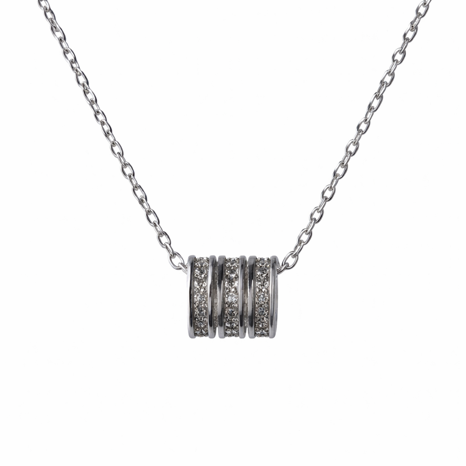 multi band sparkle diamond 925 silver pendant chain