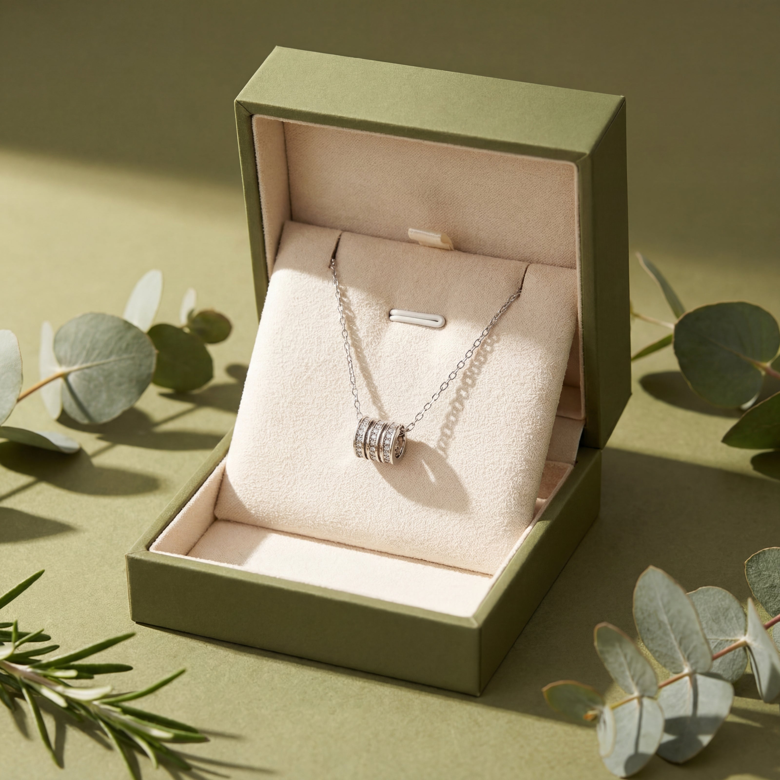 multi band sparkle diamond 925 silver pendant chain