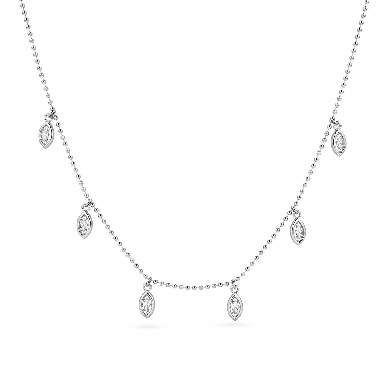 Multi Marquise Leaf Sparkle 925 Sterling Silver Pendant Chain for Women