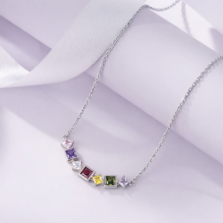 Multicolour Diamond 925 Sterling Silver Pendant Necklace for Women