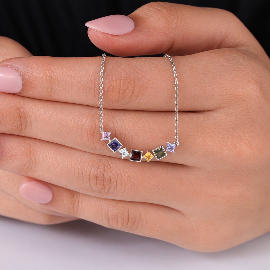 Multicolour Diamond 925 Sterling Silver Pendant Necklace for Women