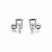 Musical Note Pear CZ Design 925 Sterling Silver Stud Earrings for Women