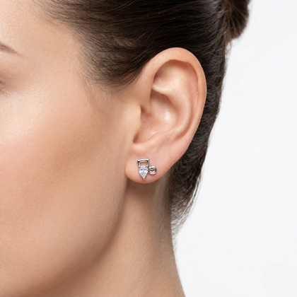Musical Note Pear CZ Diamond 925 Sterling Silver Stud Earrings for Women
