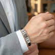 Black Braided Leather Om CZ 925 Sterling Silver Bracelet for Men