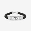 Black Braided Leather Om CZ 925 Sterling Silver Bracelet for Men
