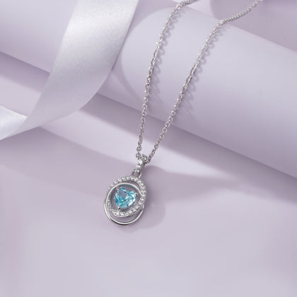 ocean glow diamond halo 925 silver pendant chain