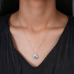 Ocean Bloom Blue Stone 925 Silver Pendant Chain