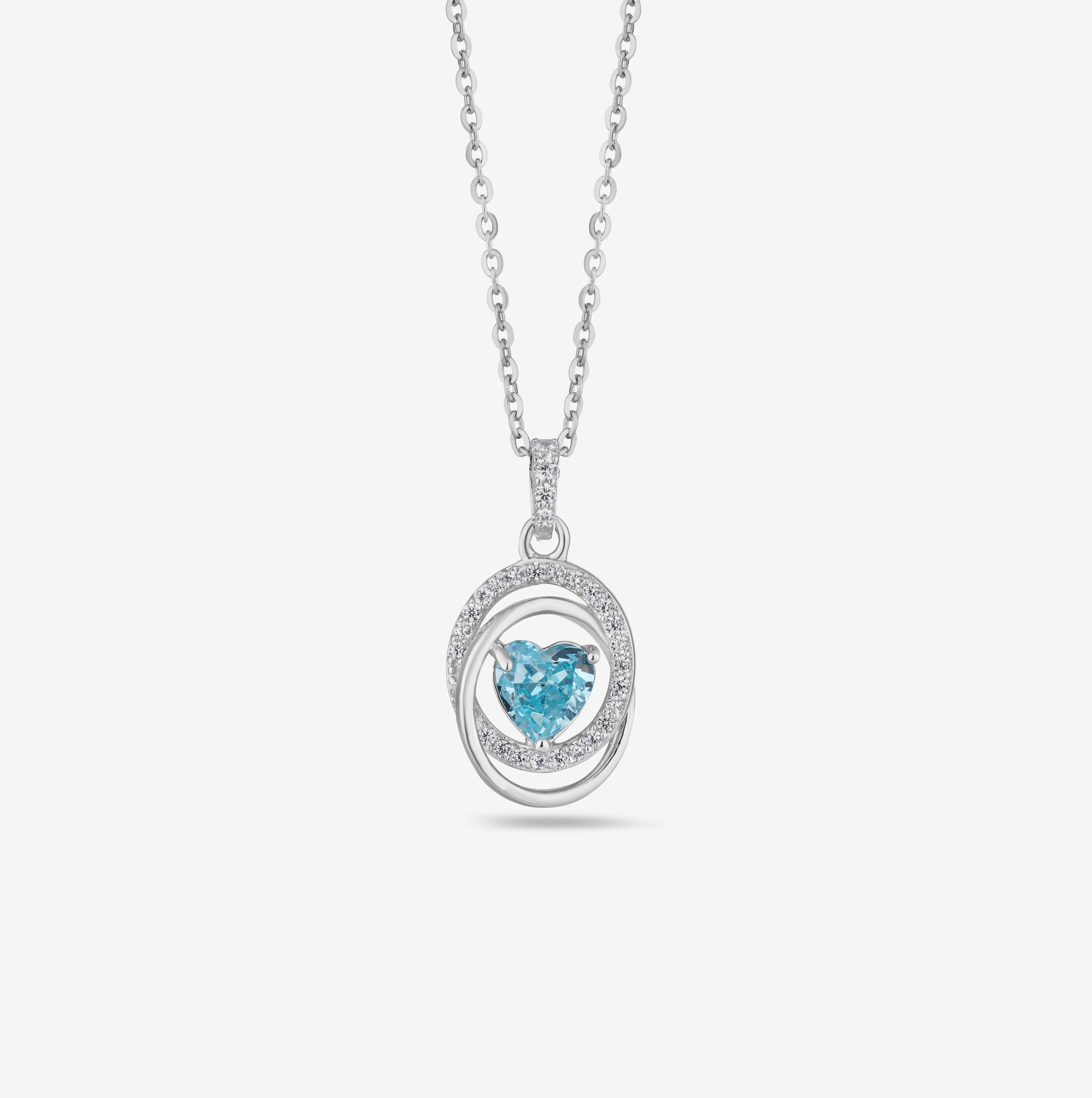 ocean glow diamond halo 925 silver pendant chain
