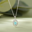 ocean glow diamond halo 925 silver pendant chain