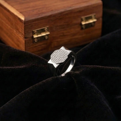 925 sterling silver men’s octagonal CZ statement ring