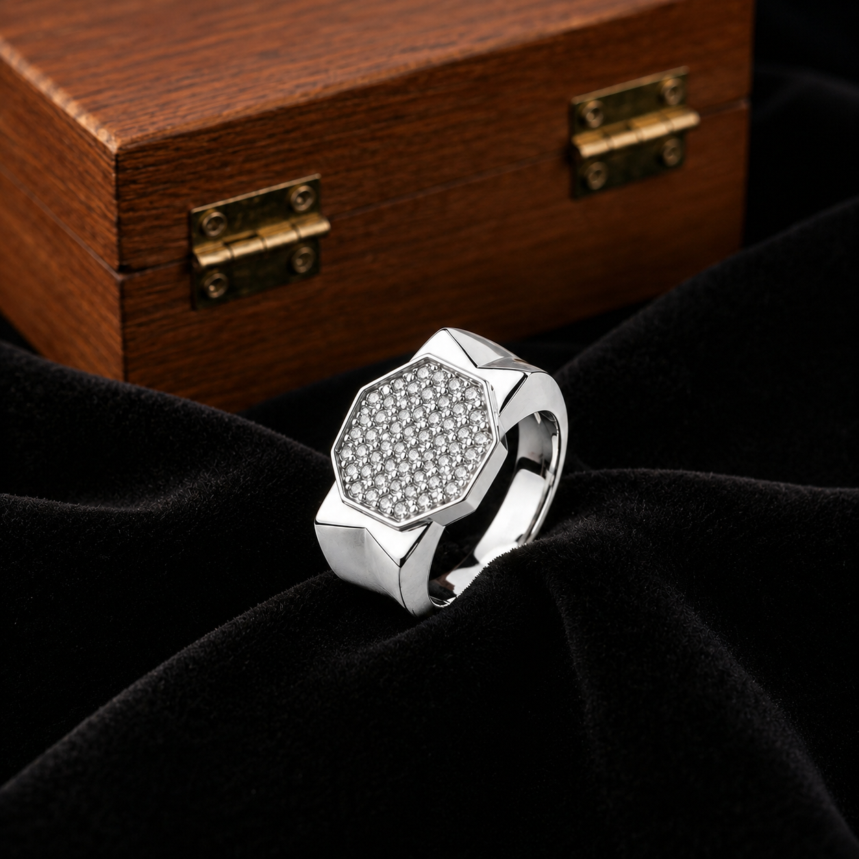 Minimalist 925 Sterling Silver Hexagon Statement Ring