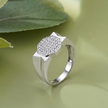 Octagonal CZ Top 925 Sterling Silver Men's Modern Statement Ring