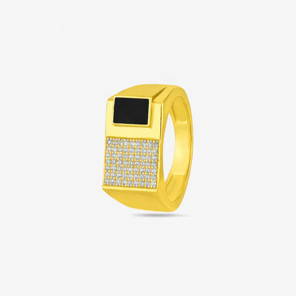 Gold Black Stone Statement Ring for Men
