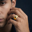 Gold Black Stone Statement Ring for Men