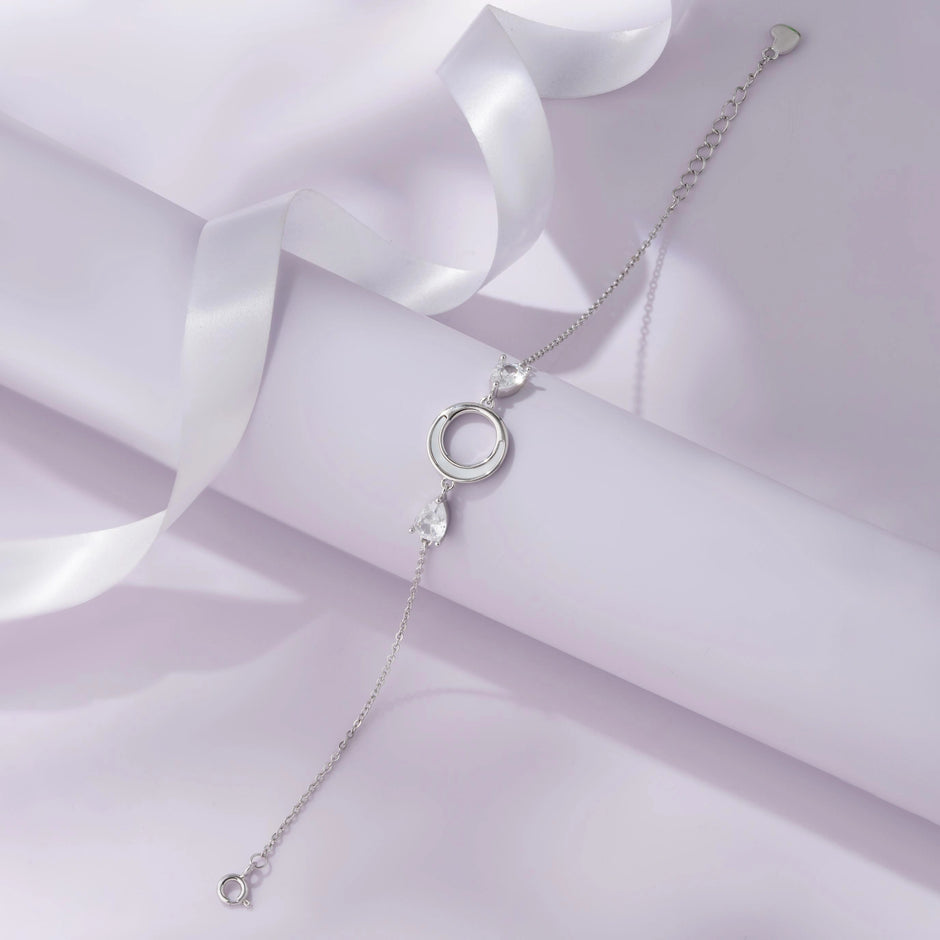 Open Circle Design 925 Sterling Silver Bracelet for Women