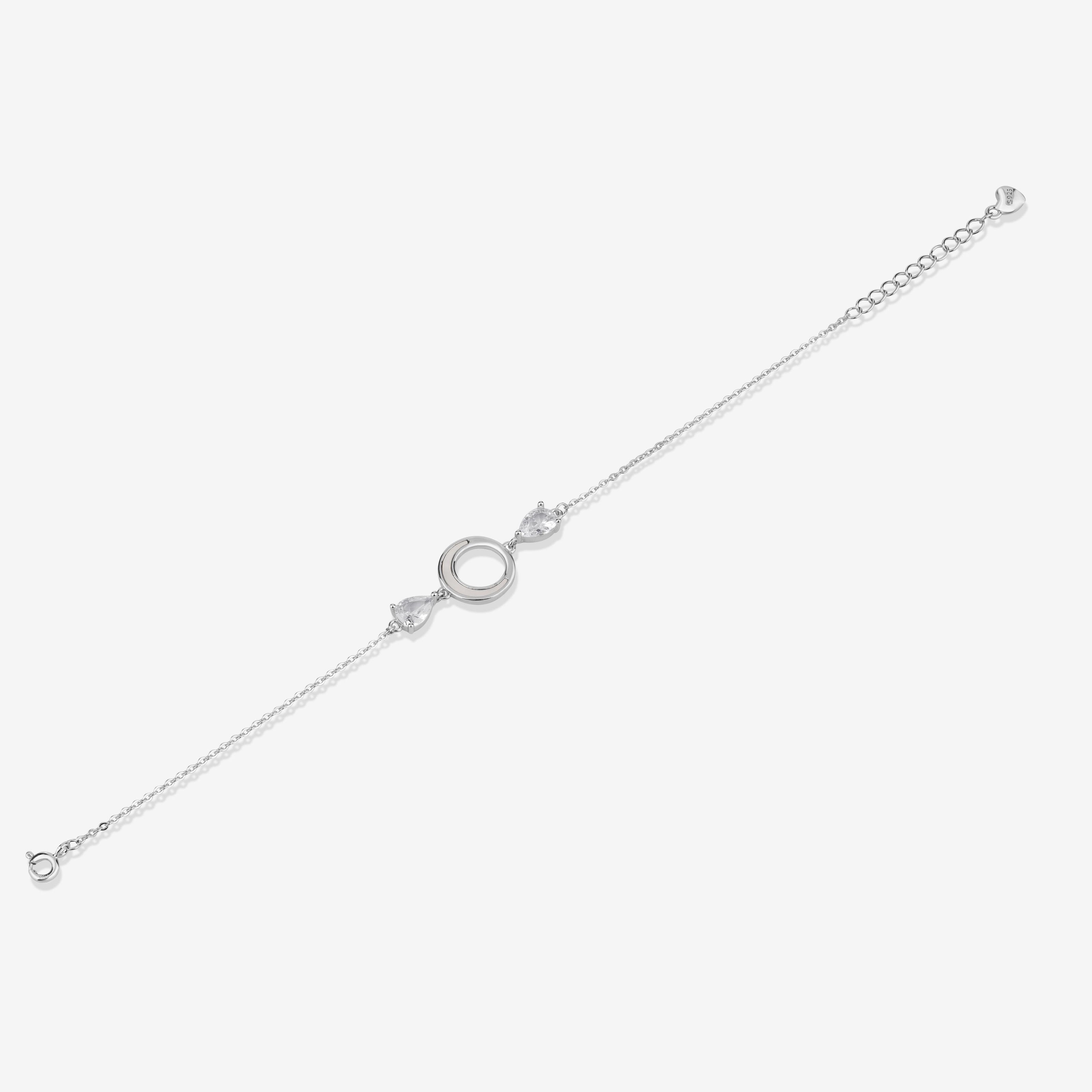 Open Circle Design 925 Sterling Silver Bracelet for Women