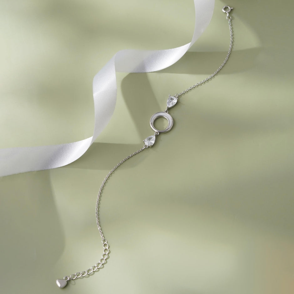 Open Circle Design 925 Sterling Silver Bracelet for Women