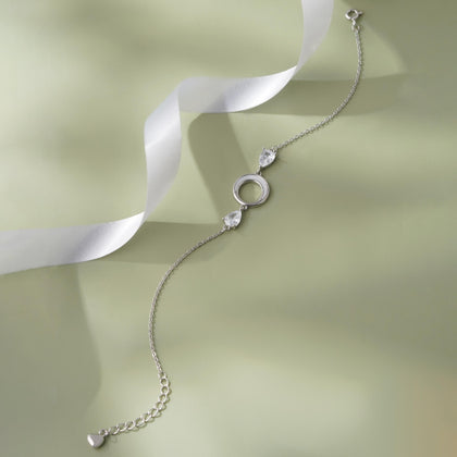 Open Circle Design 925 Sterling Silver Bracelet for Women