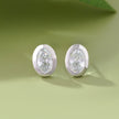Oval Cut CZ Halo Stud Earrings