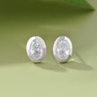 Oval Cut Diamond Round Stud Earrings