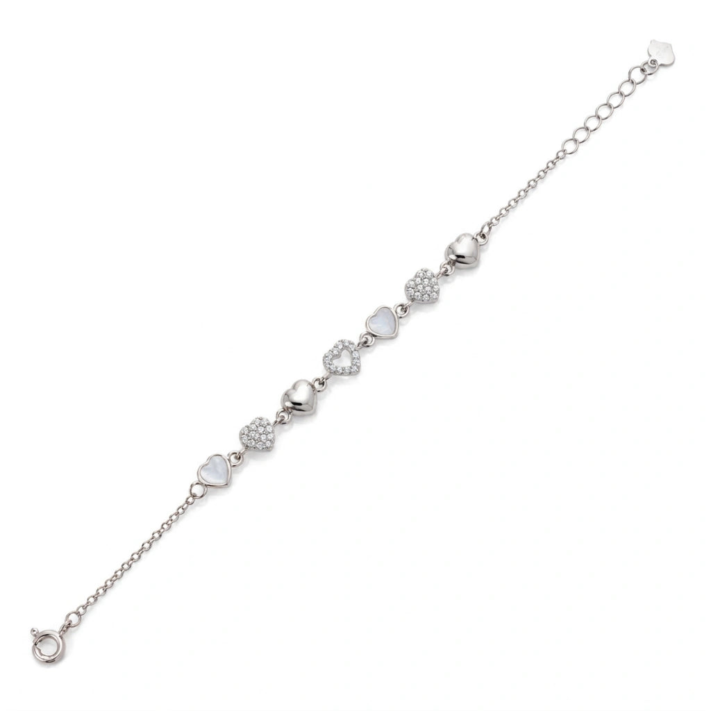Silver Heart Charm 925 Sterling Silver Bracelet for Women