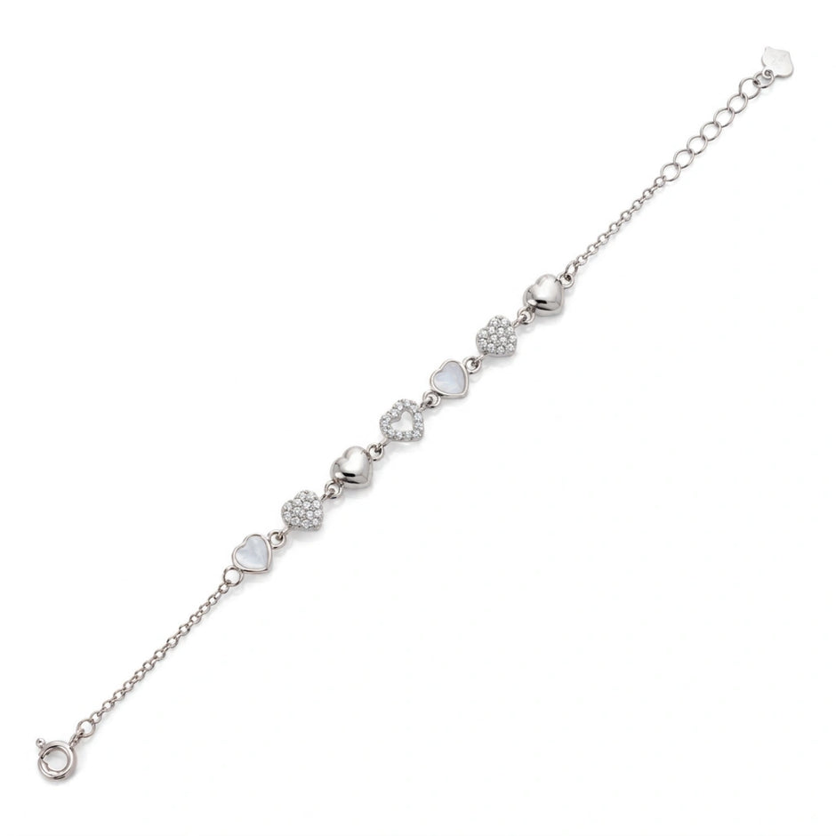 Silver Heart Charm 925 Sterling Silver Bracelet for Women