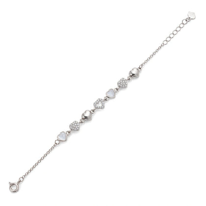 Silver Heart Charm 925 Sterling Silver Bracelet for Women