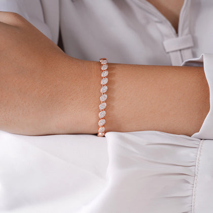 Oval Link Diamond Adjustable Rose Gold Bracelet for Women