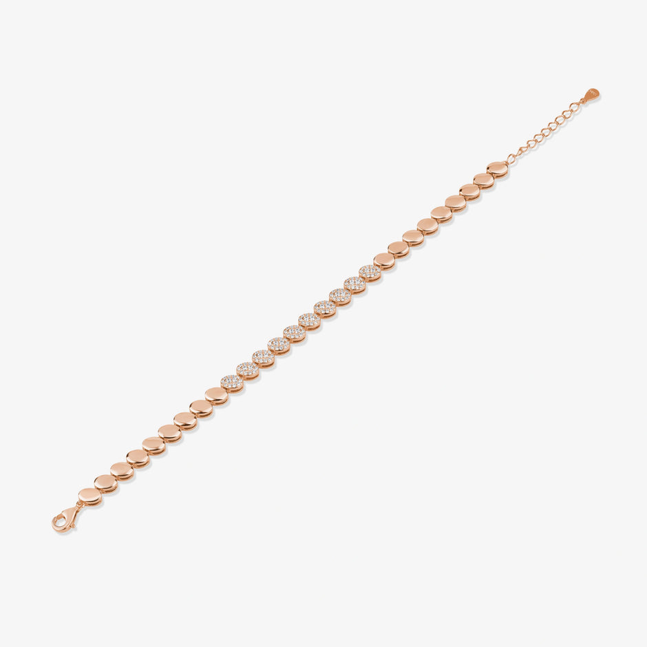 Oval Link Diamond Adjustable Rose Gold Bracelet for Women